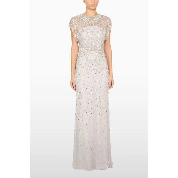 Jenny Packham Lauretta Dress in Ammonite | Evening Gowns | Luxury Shoes 