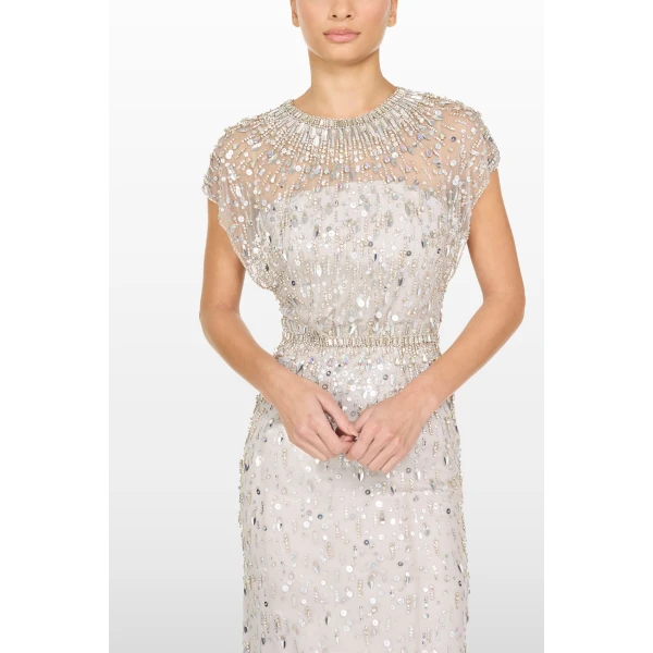 Jenny Packham Lauretta Dress in Ammonite | Evening Gowns | Luxury Shoes 