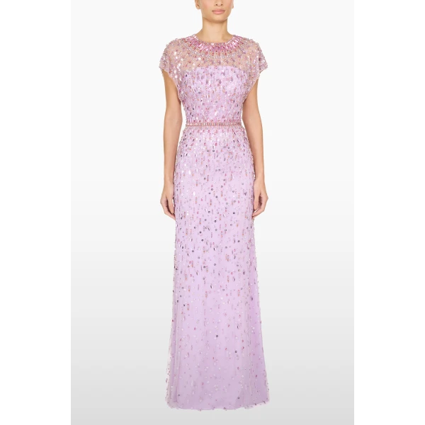 Jenny Packham Lauretta Dress in Lilac | Evening Gowns | Luxury Shoes 