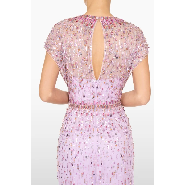 Jenny Packham Lauretta Dress in Lilac | Evening Gowns | Luxury Shoes 