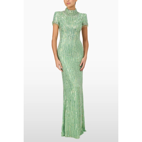 Jenny Packham Madeleine Dress in Parakeet | Evening Gowns | Luxury Shoes 