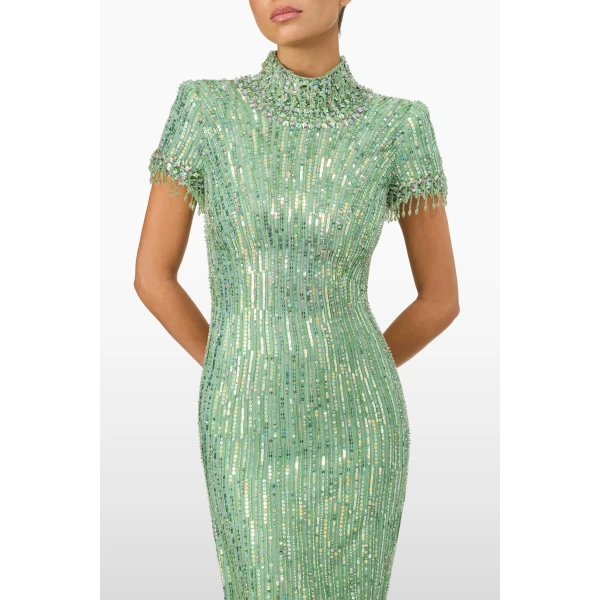 Jenny Packham Madeleine Dress in Parakeet | Evening Gowns | Luxury Shoes 