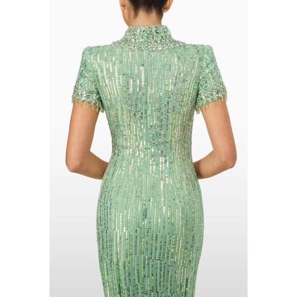 Jenny Packham Madeleine Dress in Parakeet | Evening Gowns | Luxury Shoes 