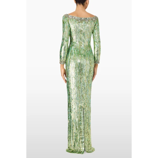 Jenny Packham Marnie Dress in Green Opal | Evening Gowns | Luxury Shoes 