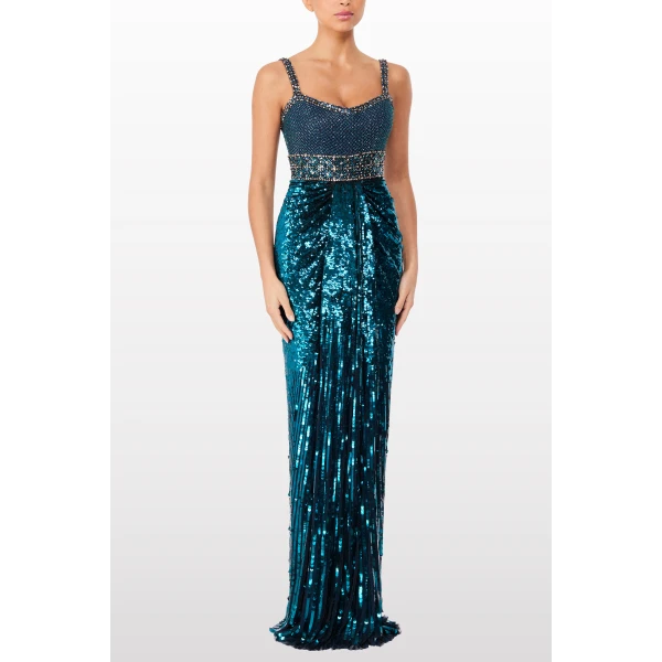 Jenny Packham Only You Dress in Blackthorne Blue | Evening Gowns | Luxury Shoes 