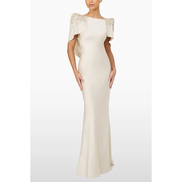 Jenny Packham Ophelia Dress in Oyster | Evening Gowns | Luxury Shoes 