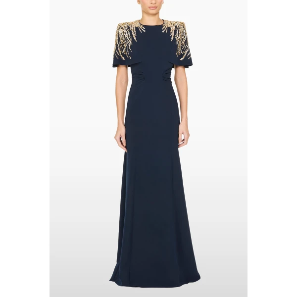 Jenny Packham Petal Dress in Ink | Evening Gowns | Luxury Shoes 