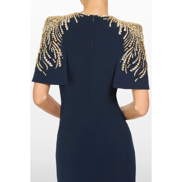 Jenny Packham Petal Dress in Ink | Evening Gowns | Luxury Shoes 