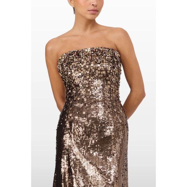Jenny Packham Rey Dress in Mocha | Evening Gowns | Luxury Shoes 