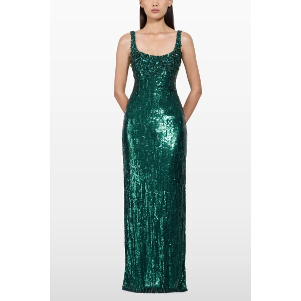 Jenny Packham Rosalie Dress in Fern Green | Evening Gowns | Luxury Shoes 