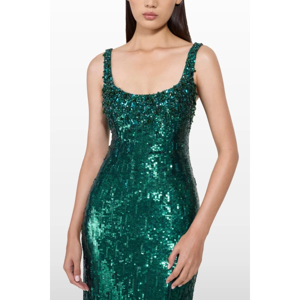 Jenny Packham Rosalie Dress in Fern Green | Evening Gowns | Luxury Shoes 
