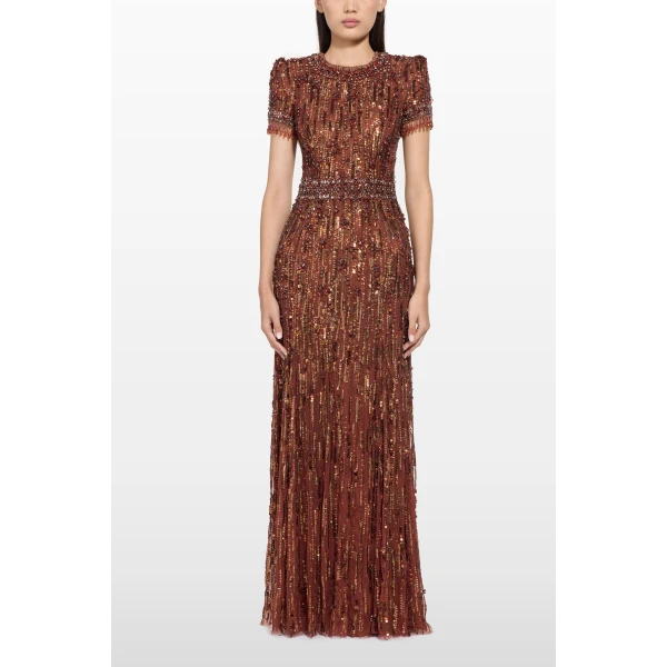 Jenny Packham Roxy Dress in Bronze | Evening Gowns | Luxury Shoes 