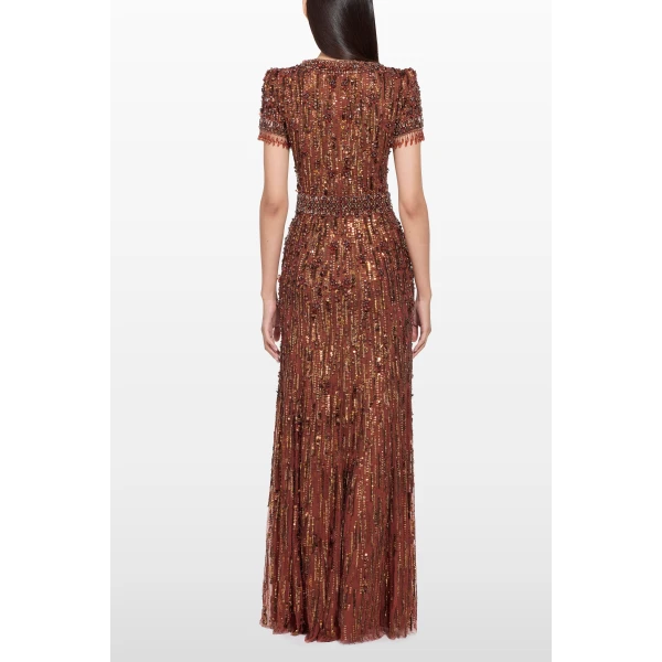 Jenny Packham Roxy Dress in Bronze | Evening Gowns | Luxury Shoes 