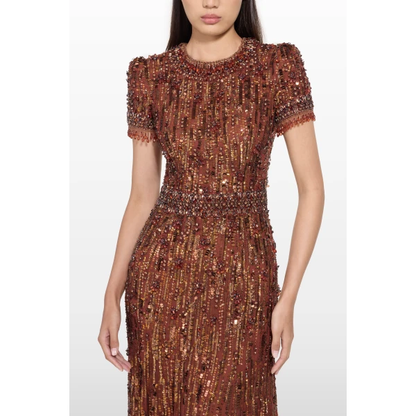 Jenny Packham Roxy Dress in Bronze | Evening Gowns | Luxury Shoes 