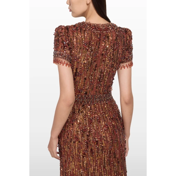Jenny Packham Roxy Dress in Bronze | Evening Gowns | Luxury Shoes 