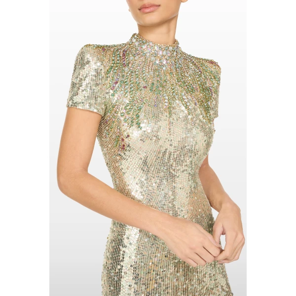 Jenny Packham Tala Dress in Marmo Green | Mini Dresses | Luxury Shoes 