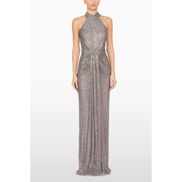 Jenny Packham Whisper Dress in Granite | Evening Gowns | Luxury Shoes 