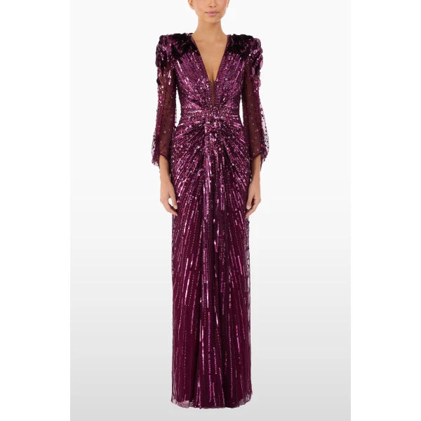 Jenny Packham Xenia Dress in Purple Muscadine | Evening Gowns | Luxury Shoes 