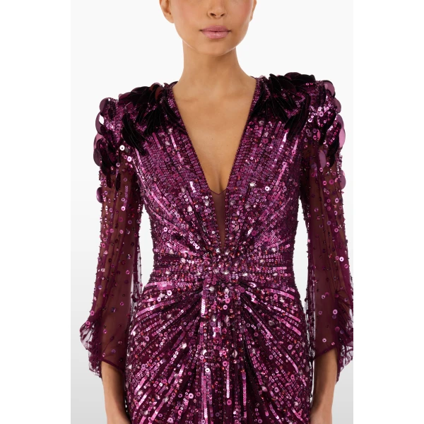 Jenny Packham Xenia Dress in Purple Muscadine | Evening Gowns | Luxury Shoes 