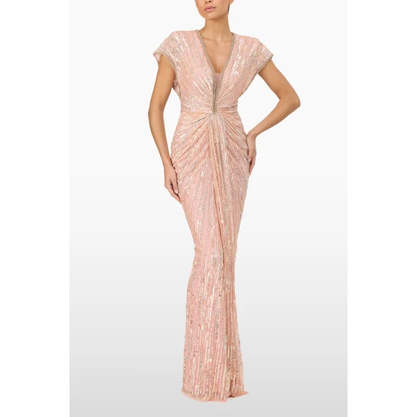 Jenny Packham Zola Dress in Peach Fizz | Evening Gowns | Luxury Shoes 
