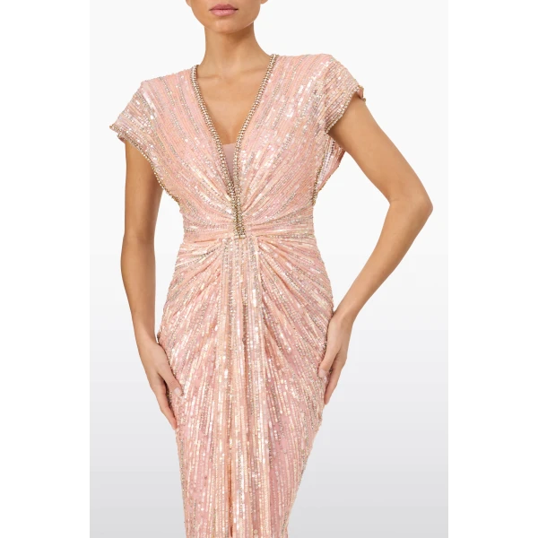 Jenny Packham Zola Dress in Peach Fizz | Evening Gowns | Luxury Shoes 