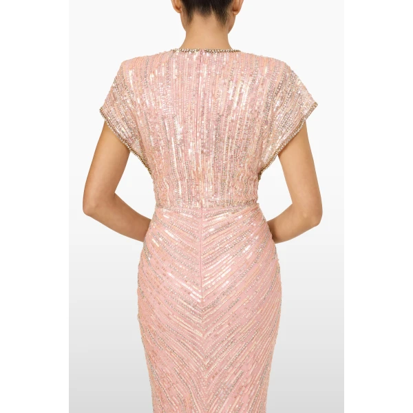 Jenny Packham Zola Dress in Peach Fizz | Evening Gowns | Luxury Shoes 