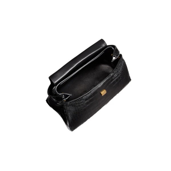 Audrey Top Handle Bag in Black Alligator - Image 5