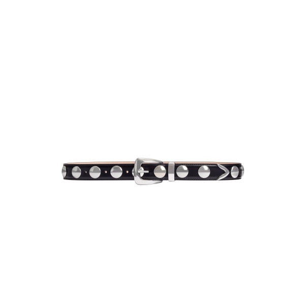 Khaite Benny Belt with Studs in Black Leather and Silver