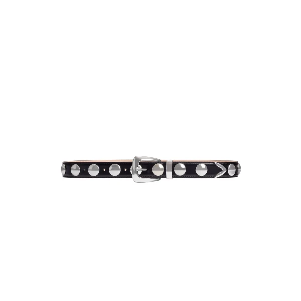 Khaite Benny Belt with Studs in Black Leather and Silver