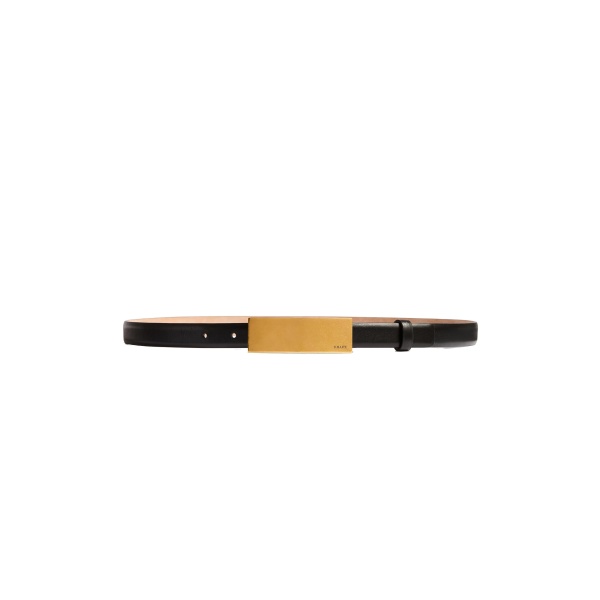 Khaite Berlin Belt in Black Leather with Antique Gold