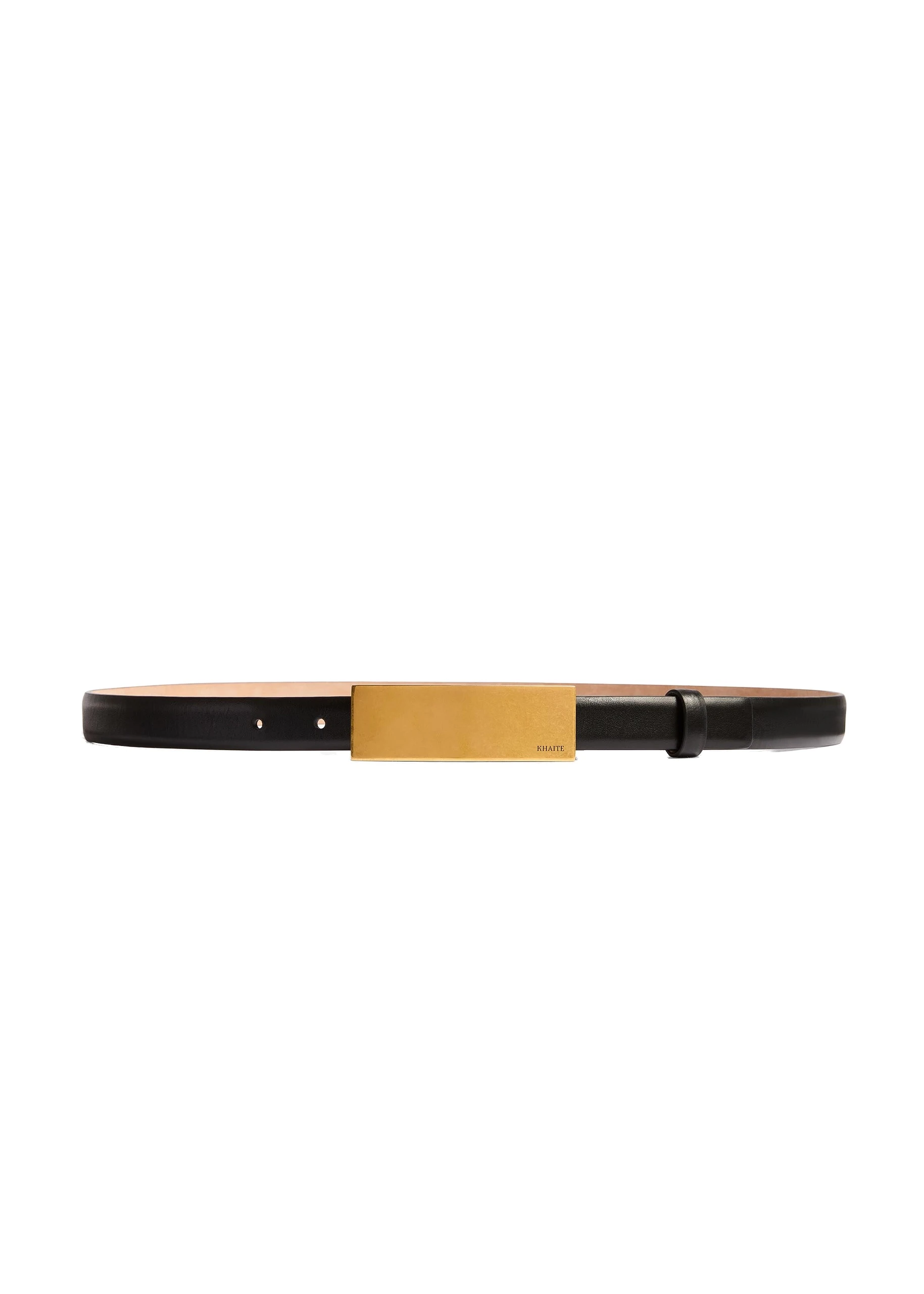 Khaite Berlin Belt in Black Leather with Antique Gold | Buy Accessories at Luxury Shoes Khaite Berlin Belt in Black Leather with Antique Gold
