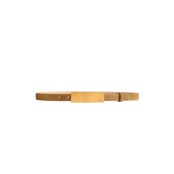 Khaite Berlin Belt in Mud Suede with Antique Gold