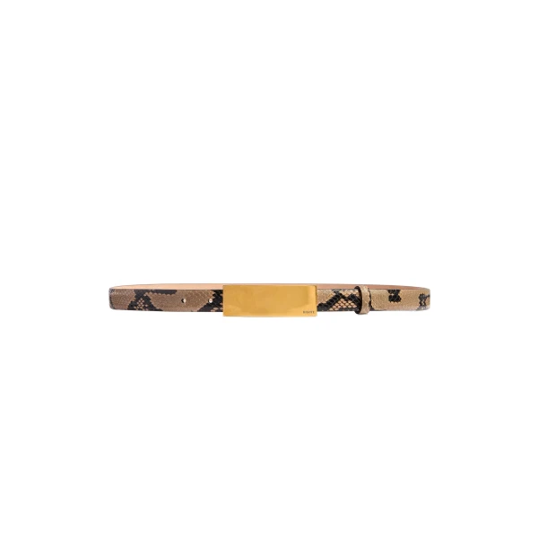 Khaite Berlin Belt in Python-Embossed Taupe with Antique Gold