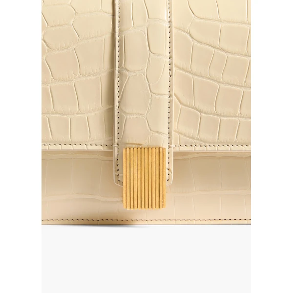Blake Top Handle Bag in Champagne Alligator - Image 4