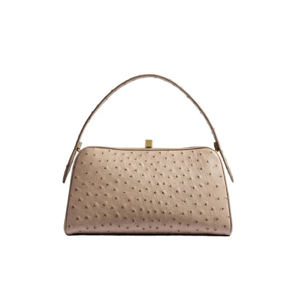 Khaite Cate Bag in Mink Ostrich
