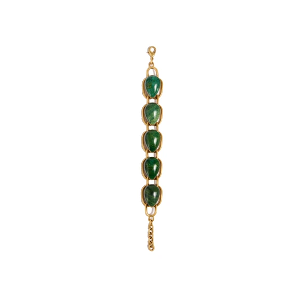 Cyclone Stone Bracelet in Antique Gold with Green - Image 3