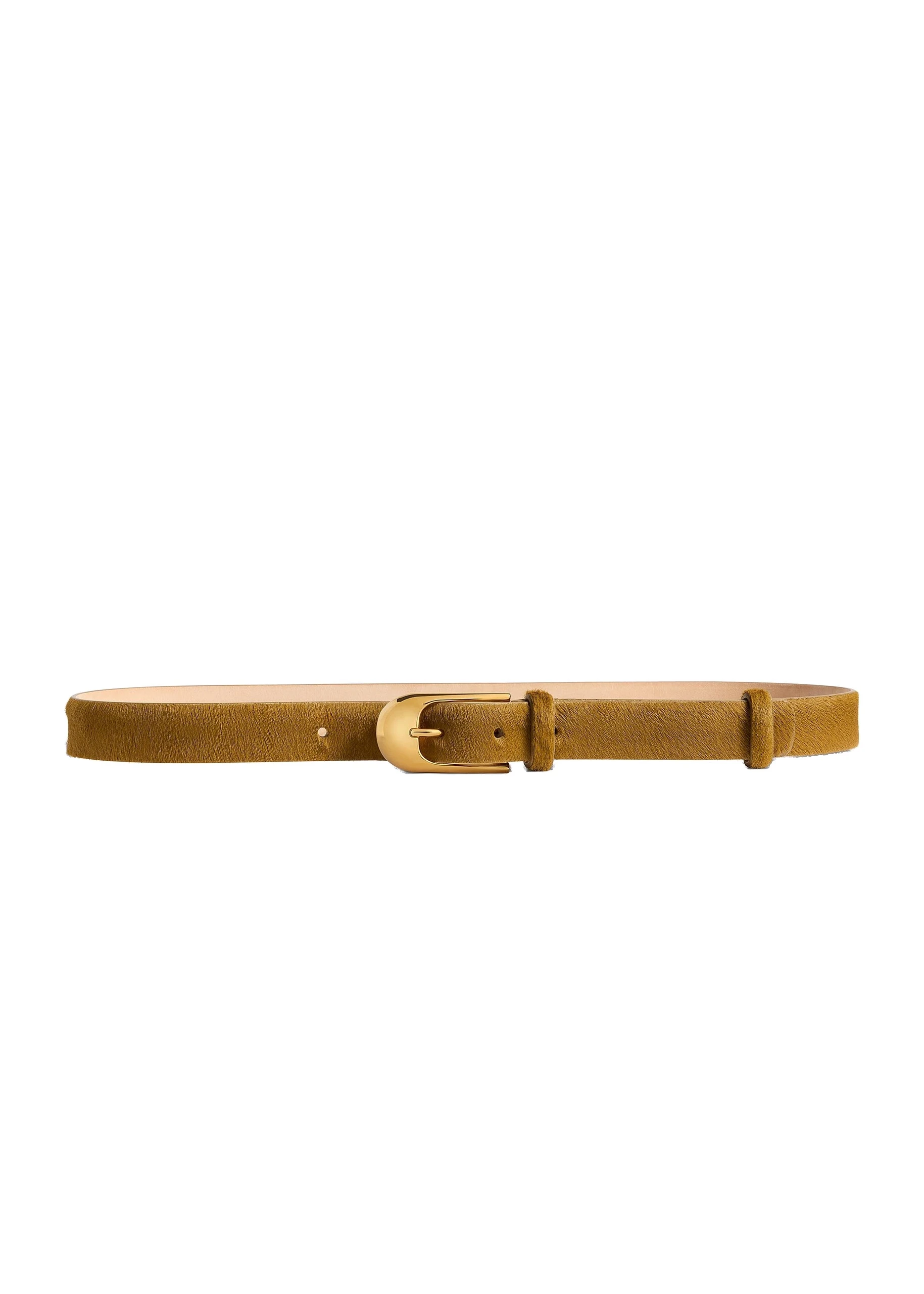Khaite Dome Belt in Bronze Haircalf with Gold | Buy Accessories at Luxury Shoes Khaite Dome Belt in Bronze Haircalf with Gold