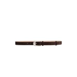 Khaite Dome Belt in Dark Brown Suede with Silver