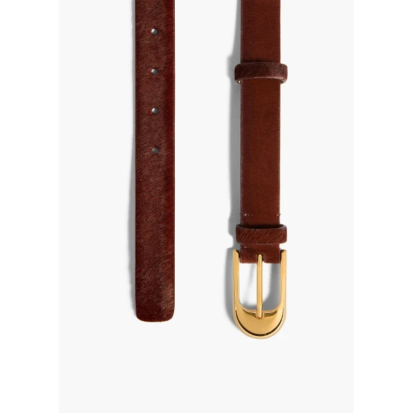 Dome Belt in Red Mahogany Haircalf with Gold - Image 2