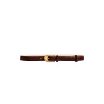 Khaite Dome Belt in Red Mahogany Haircalf with Gold