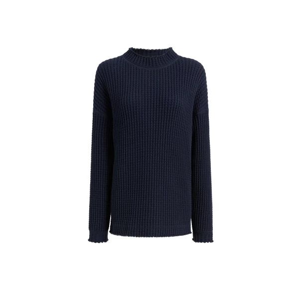 Khaite Dylan Top in Dark Navy Waffle | Tops | Luxury Shoes 