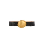 Khaite Keefe Belt in Black Leather with Gold