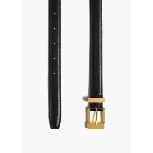 Manhattan Belt in Black Leather with Gold - Image 2