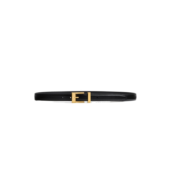 Khaite Manhattan Belt in Black Leather with Gold