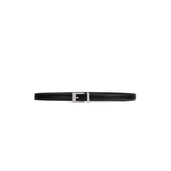 Khaite Manhattan Belt in Black Leather with Silver