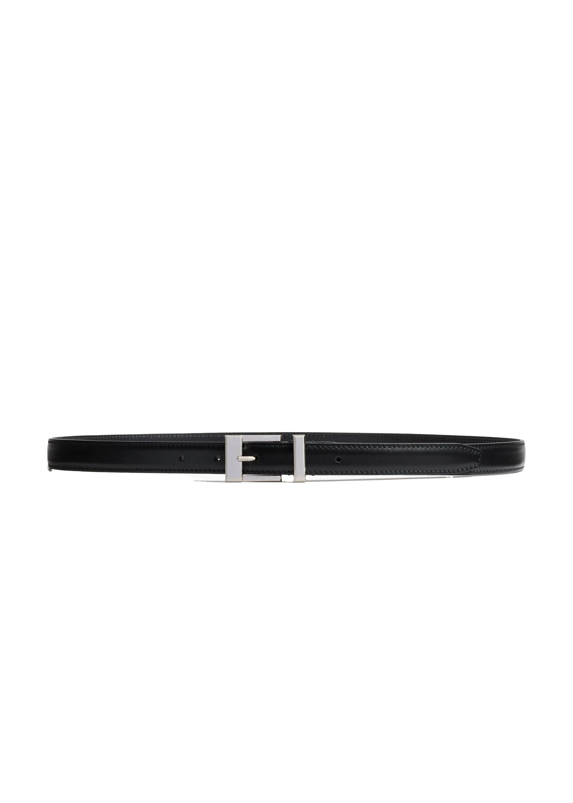 Khaite Manhattan Belt in Black Leather with Silver | Buy Accessories at Luxury Shoes Khaite Manhattan Belt in Black Leather with Silver