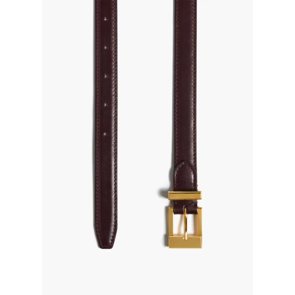 Manhattan Belt in Bordeaux Leather with Gold - Image 2