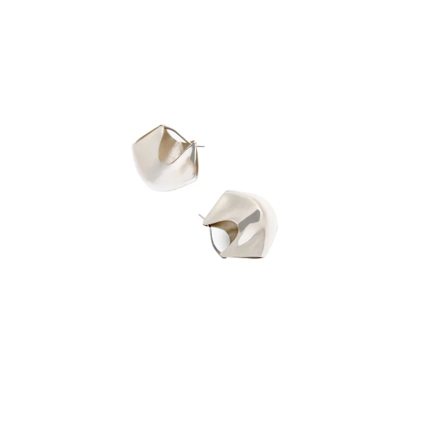 Medium Lotus Earrings in Silver - Image 3
