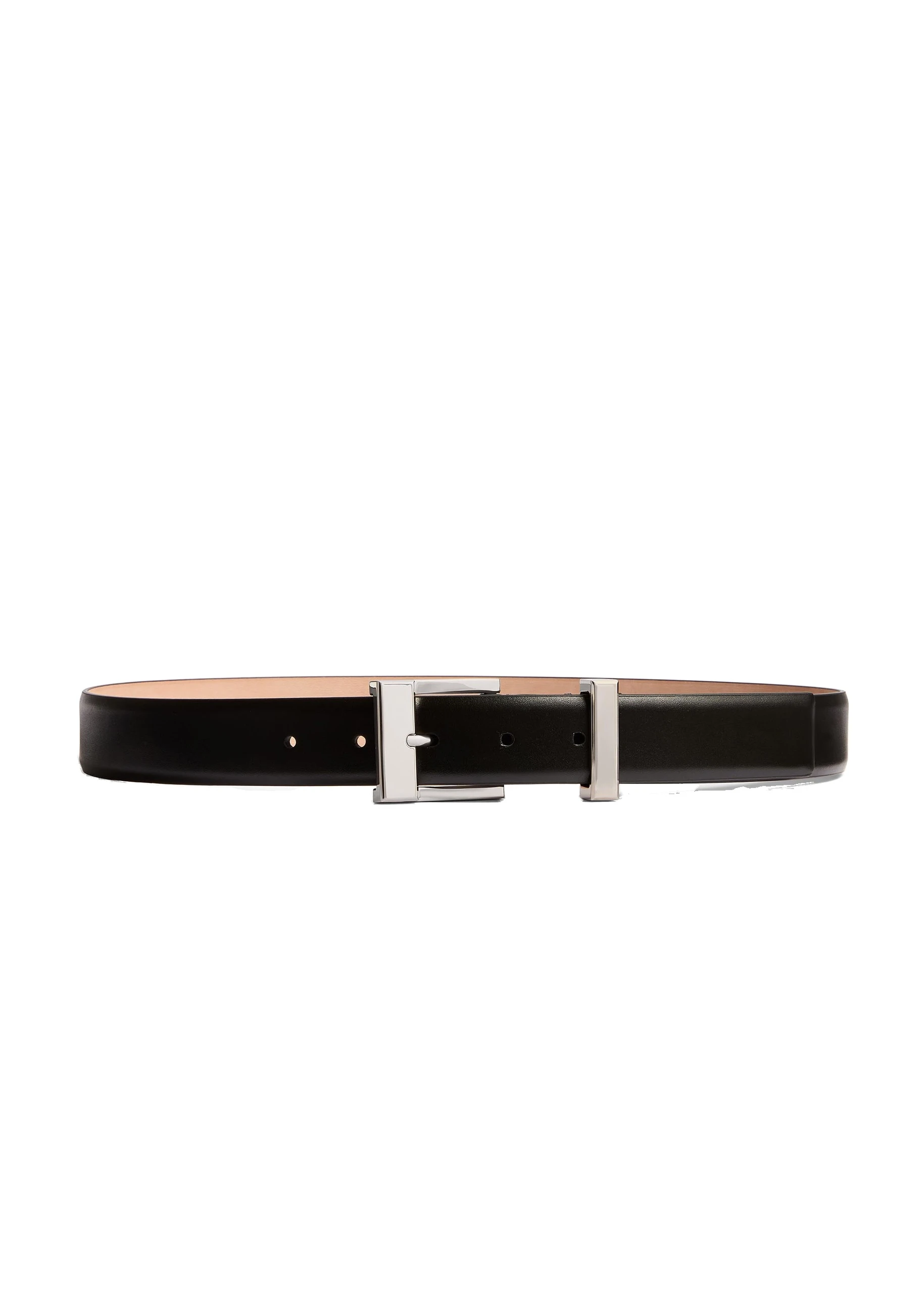 Khaite Medium Manhattan Belt in Black Leather with Silver | Buy Accessories at Luxury Shoes Khaite Medium Manhattan Belt in Black Leather with Silver