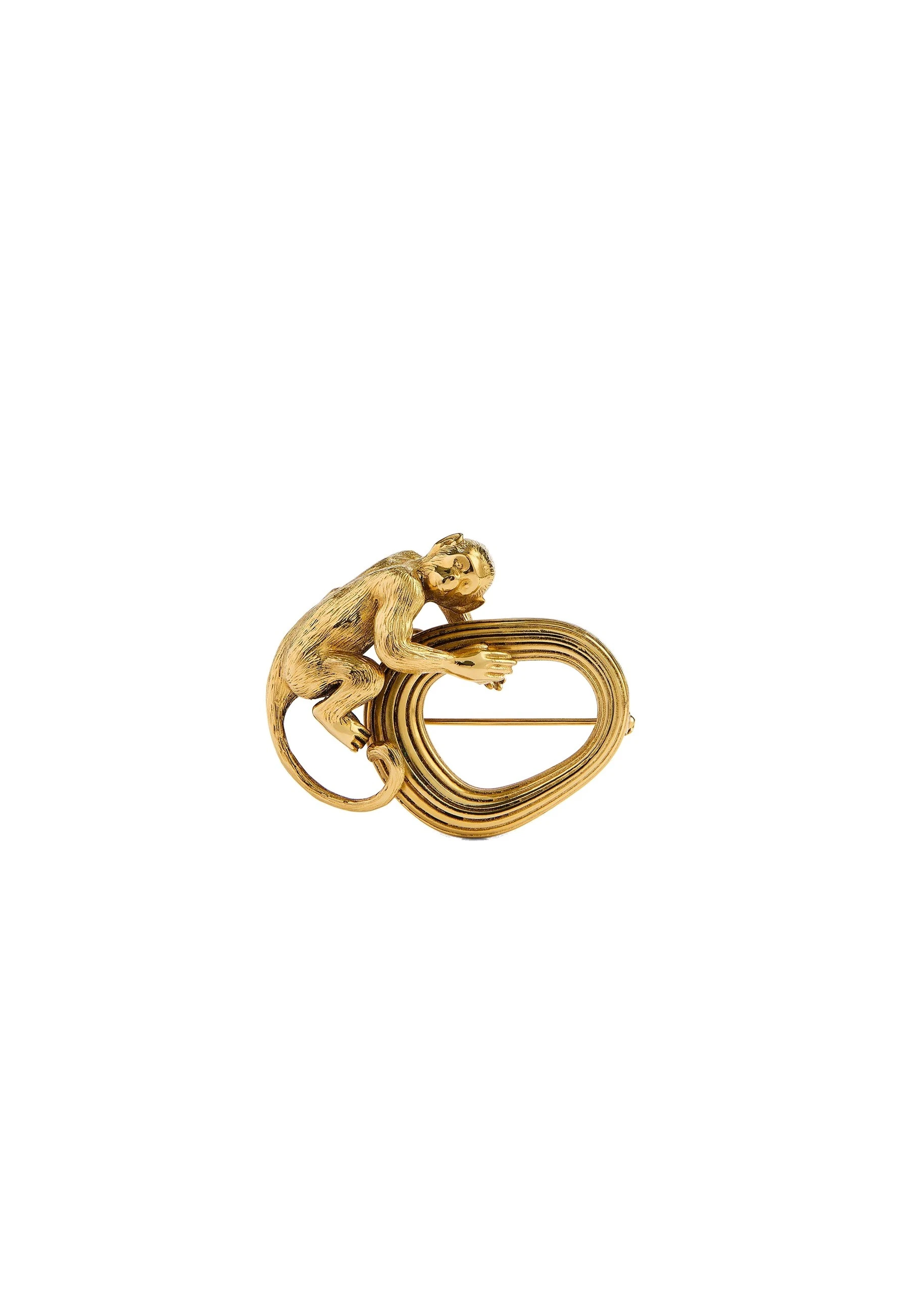 Khaite Monkey Brooch in Antique Gold | Buy Jewelry at Luxury Shoes Khaite Monkey Brooch in Antique Gold